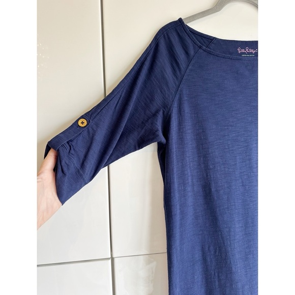 Lilly Pulitzer Navy Blue Shirt Dress Size Small Pima Cotton Lightweight Comfy - Picture 2 of 7